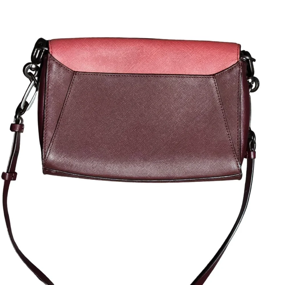 Coach Crosstown Colorblock Leather Crossbody Bag Burgundy - Picture 3 of 12